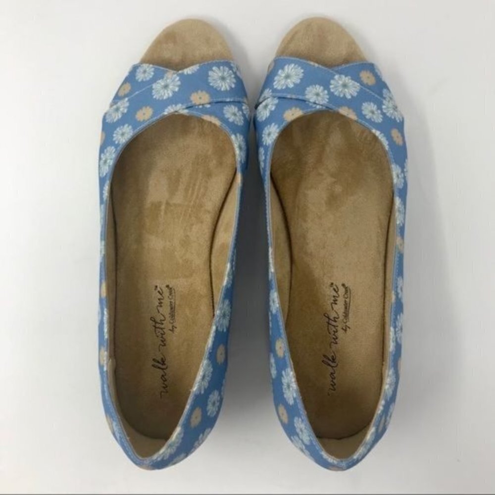 “Walk with Me” Floral Blue Peep Toe 10W - Picture 11 of 14